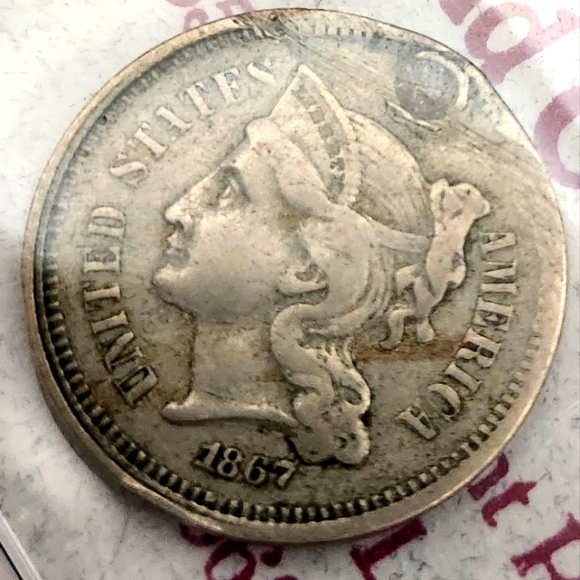 1867 3 Cent Nickel Coin - Picture 3 of 6
